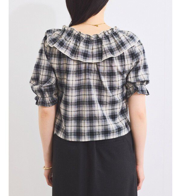 VIS「【2WAY】フリルチェックブラウス」|シャツ・ブラウス|