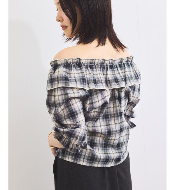 VIS「【2WAY】フリルチェックブラウス」|シャツ・ブラウス|