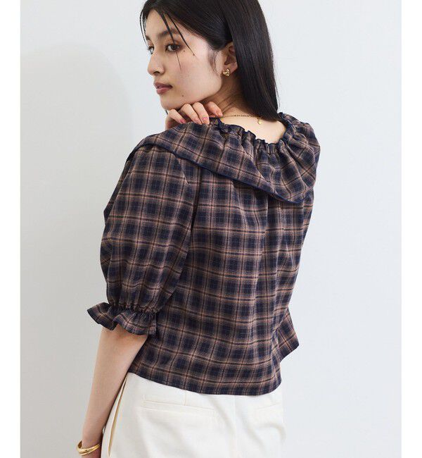 VIS「【2WAY】フリルチェックブラウス」|シャツ・ブラウス|