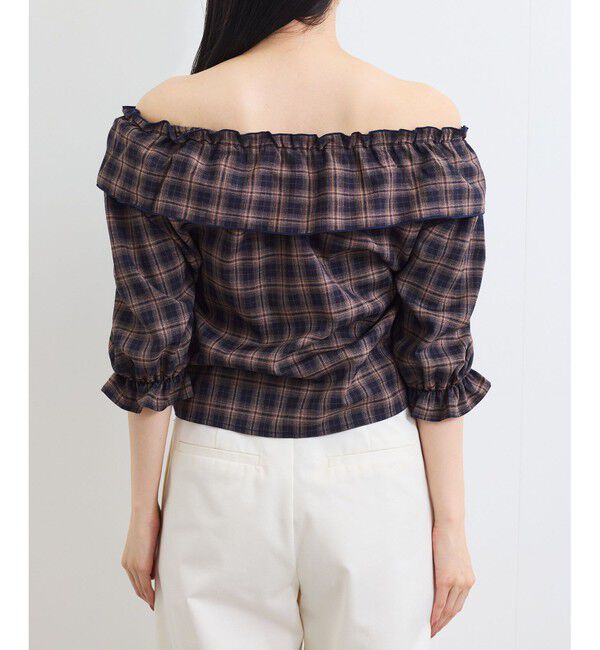 VIS「【2WAY】フリルチェックブラウス」|シャツ・ブラウス|