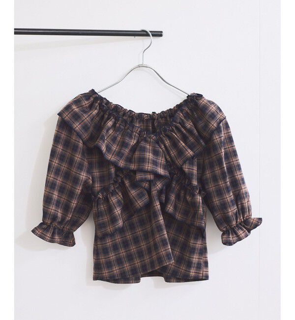 VIS「【2WAY】フリルチェックブラウス」|シャツ・ブラウス|