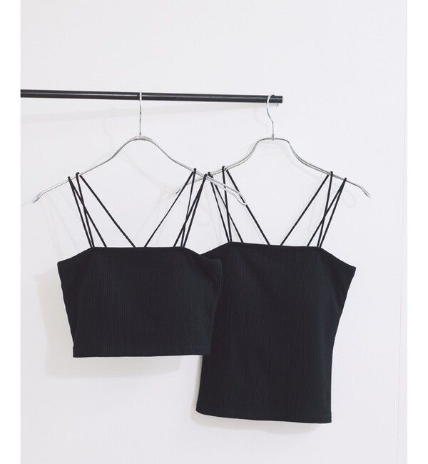 VIS「【選べる着丈】カップ付きWストラップキャミソール【洗える】」|キャミソール|