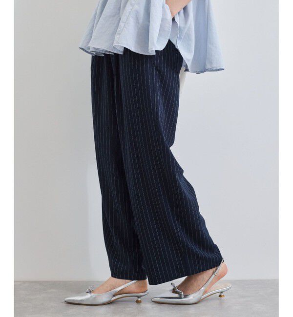 VIS「【接触冷感/UVケア】ピンストライプリラックスワイドパンツ」|チノ|