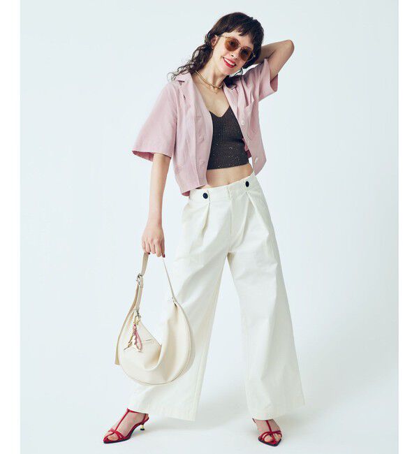 VIS「【Chocomoo】VIS別注バック刺繍クロップドハーフスリーブシャツ」|シャツ・ブラウス|