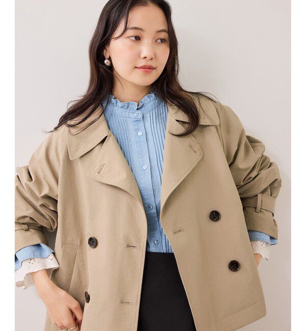 VIS「ショートトレンチコート/UVケア・撥水・花粉ガード」|トレンチコート|