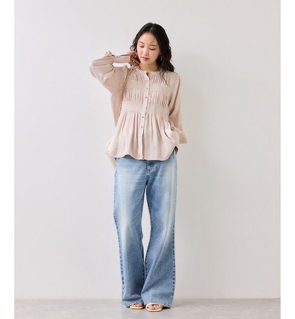 VIS「エアリーサテンシャーリングブラウス/イージーケア」|シャツ・ブラウス|