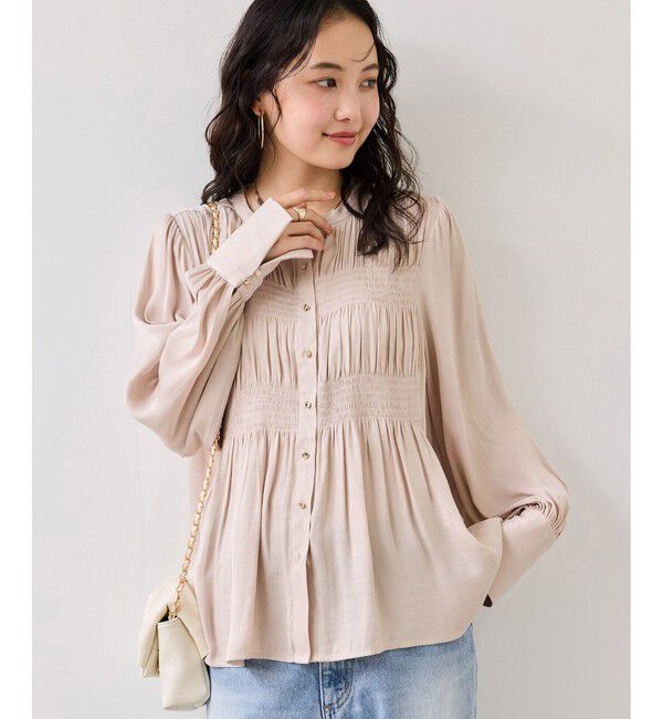 VIS「エアリーサテンシャーリングブラウス/イージーケア」|シャツ・ブラウス|