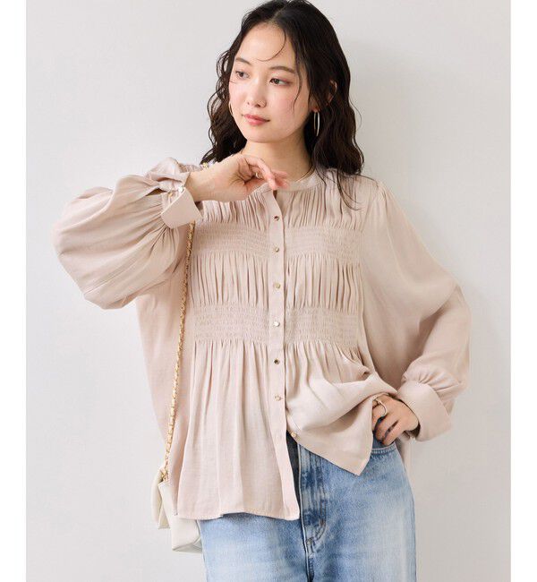 VIS「エアリーサテンシャーリングブラウス/イージーケア」|シャツ・ブラウス|