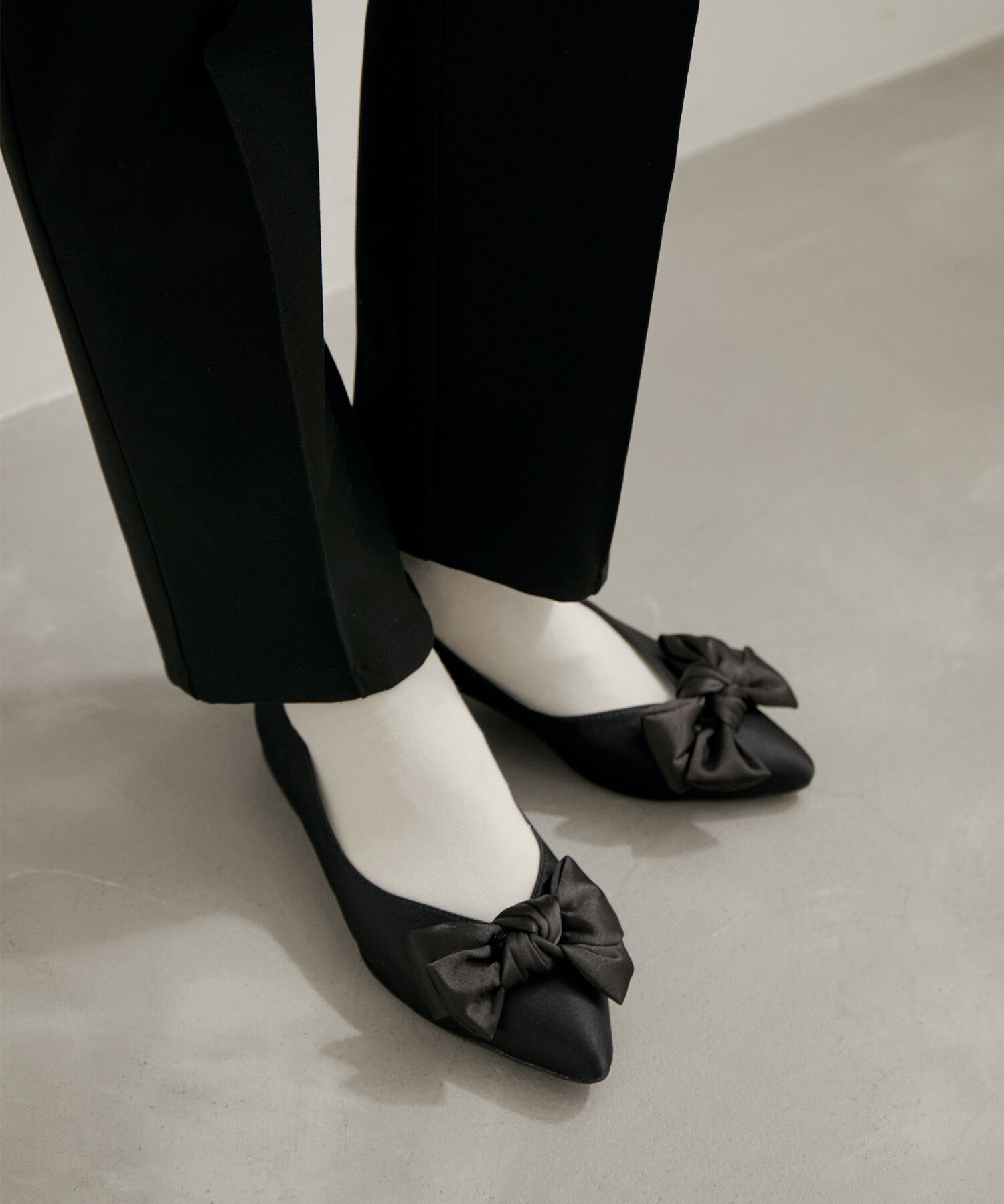 ROPE PICNIC PASSAGE「マットサテンリボンフラットシューズ」|パンプス|