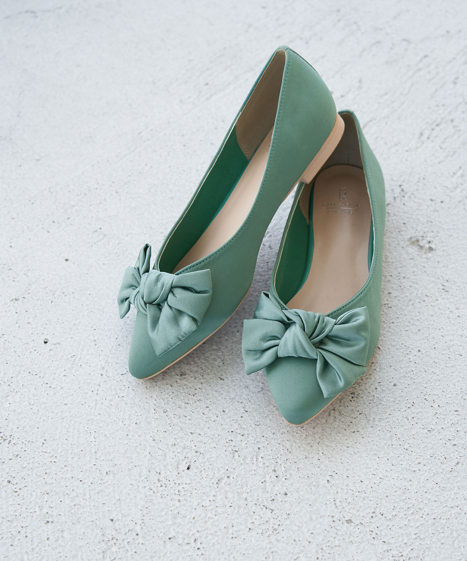 ROPE PICNIC PASSAGE「マットサテンリボンフラットシューズ」|パンプス|グリーン(30)