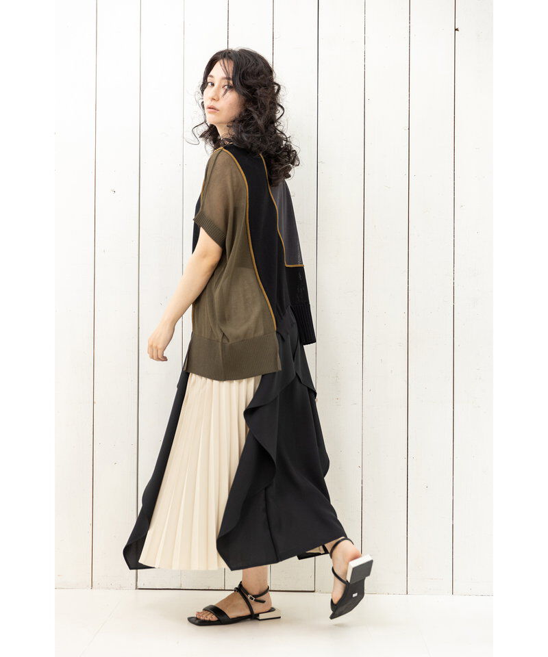  「プリーツ切替カスケードスカート」|スカート|