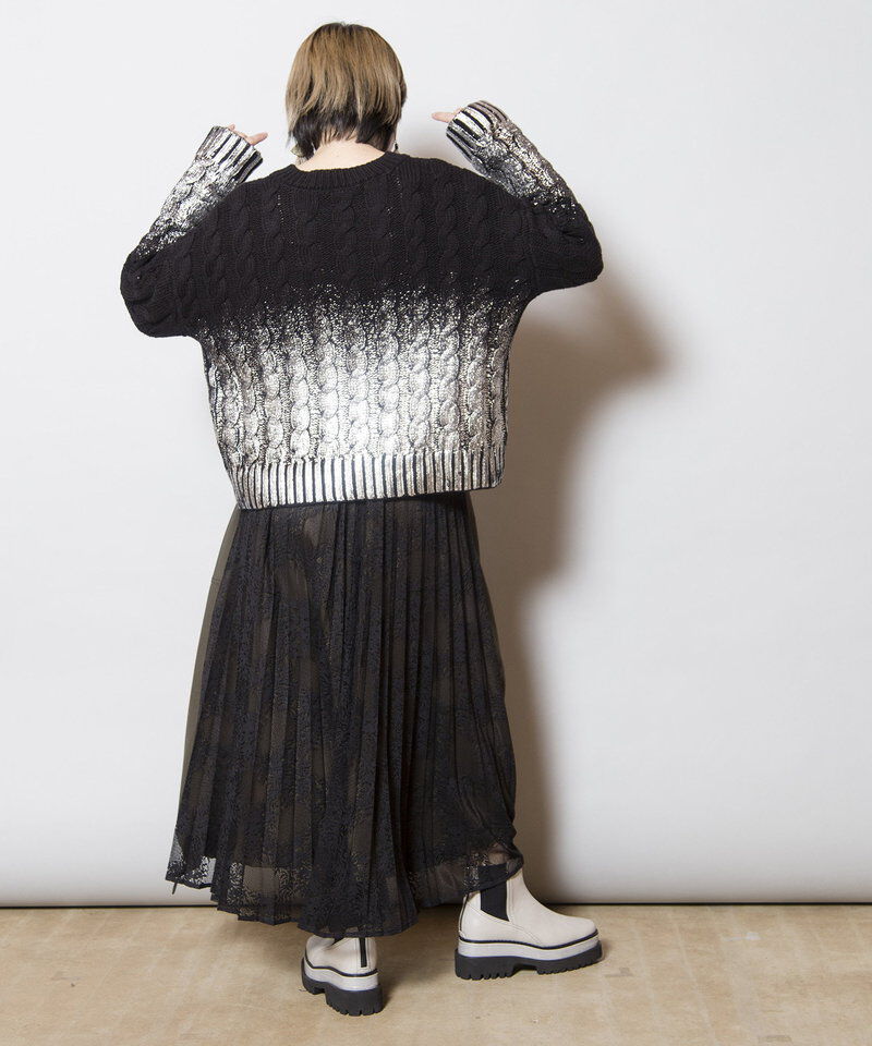  「レースプリーツ切替スカート」|スカート|