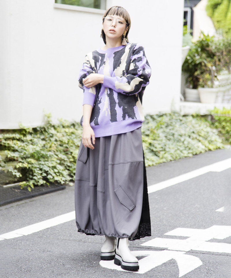  「レースプリーツ切替スカート」|スカート|