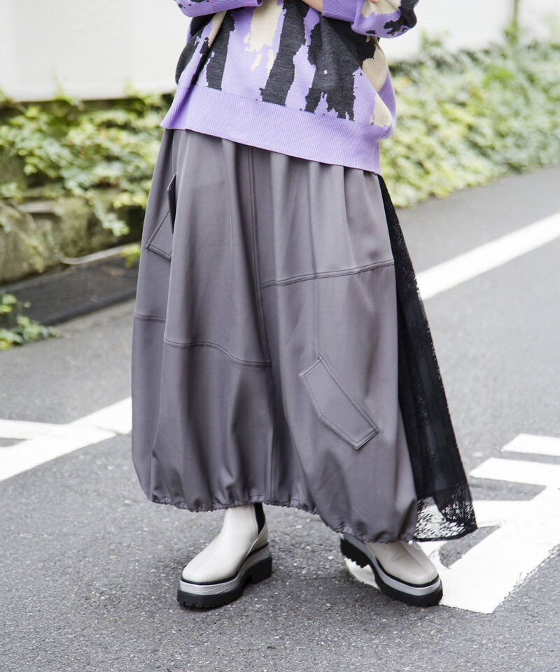  「レースプリーツ切替スカート」|スカート|