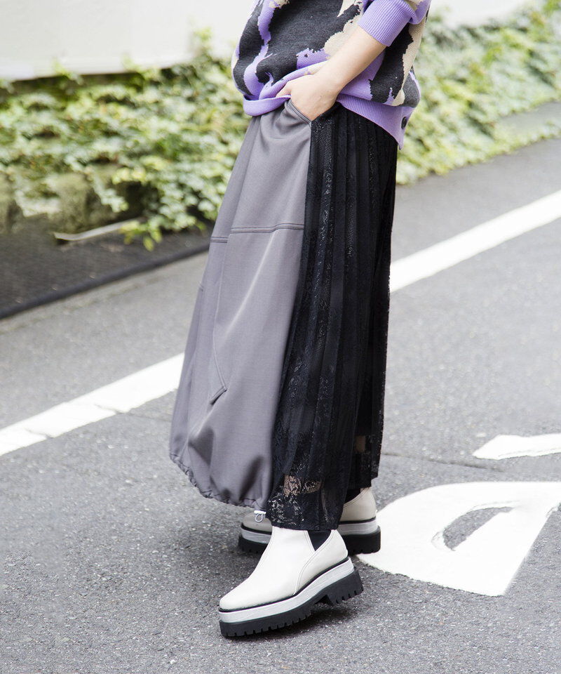  「レースプリーツ切替スカート」|スカート|