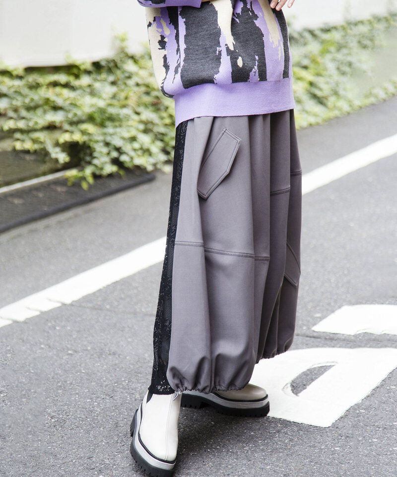  「レースプリーツ切替スカート」|スカート|