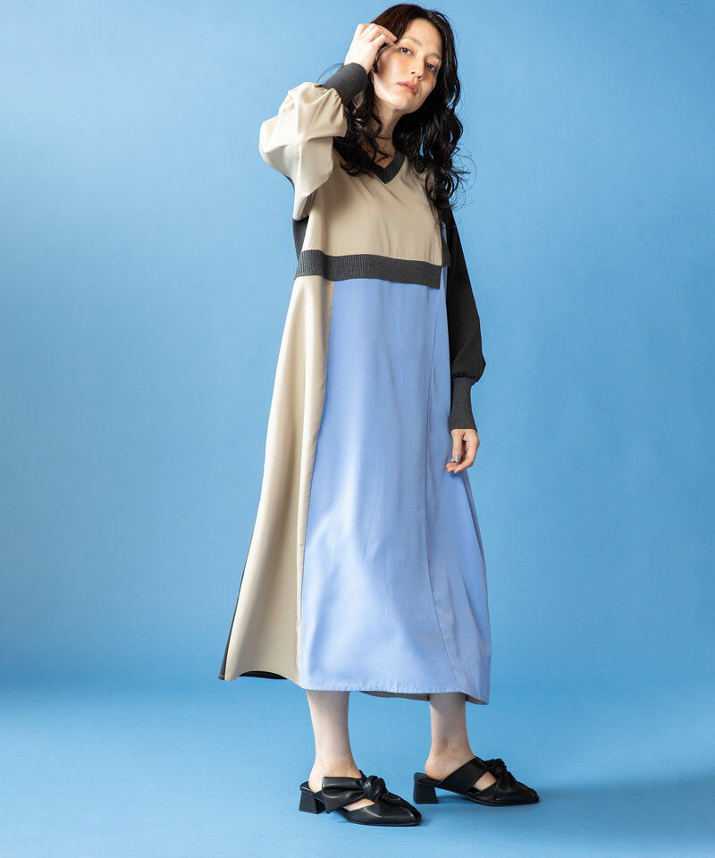  「2WAY配色切替ワンピース」|ワンピース|