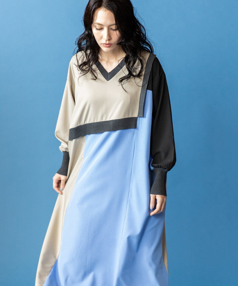  「2WAY配色切替ワンピース」|ワンピース|