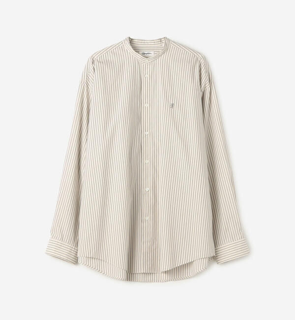 GYMPHLEX「Gymphlex | タイプライター バンドカラー 長袖シャツ STRIPE MEN」|シャツ・ブラウス|