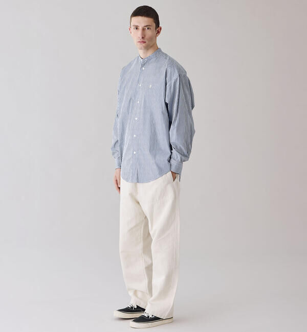 GYMPHLEX「Gymphlex | バンドカラー長袖シャツ STRIPE MEN」|シャツ・ブラウス|