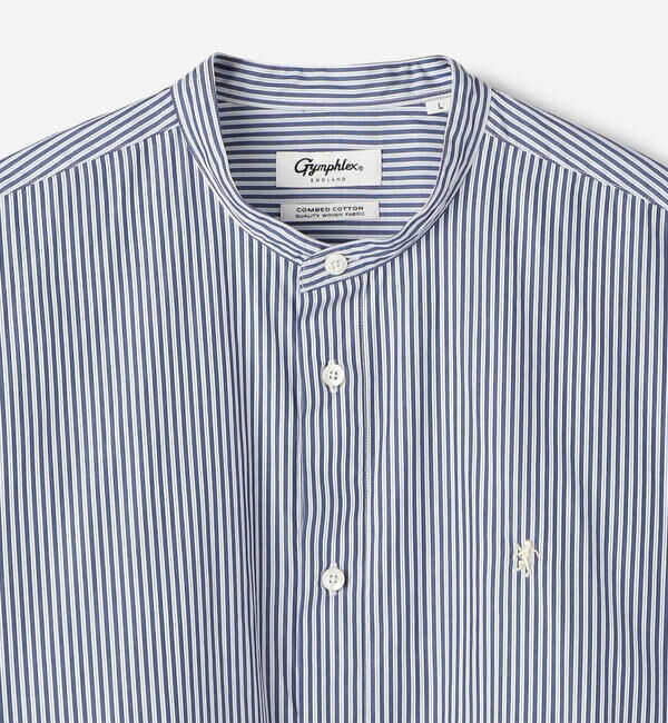 GYMPHLEX「Gymphlex | バンドカラー長袖シャツ STRIPE MEN」|シャツ・ブラウス|