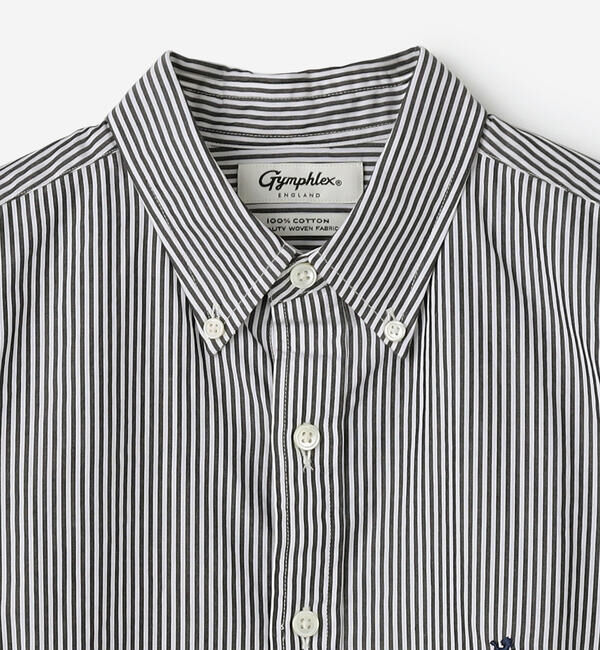 GYMPHLEX「Gymphlex | コットン 長袖ボタンダウンシャツ STRIPE WOMEN」|シャツ・ブラウス|