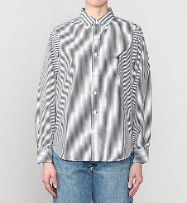 GYMPHLEX「Gymphlex | コットン 長袖ボタンダウンシャツ STRIPE WOMEN」|シャツ・ブラウス|