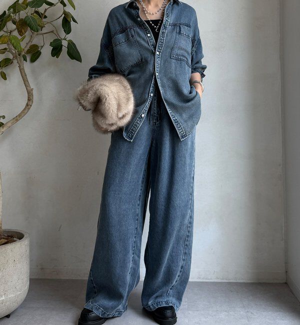  「リヨセルデニムワイドパンツ」|デニム|