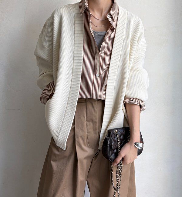  「ストレッチヤーン片畦カーディガン」|カーディガン|