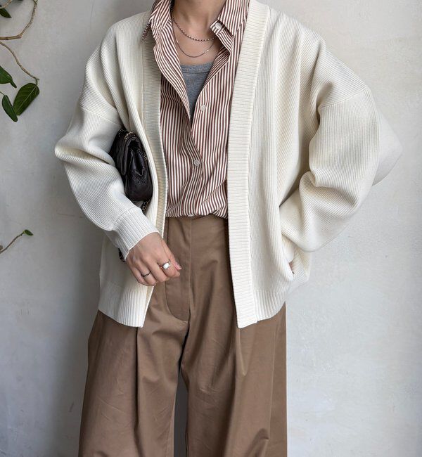  「ストレッチヤーン片畦カーディガン」|カーディガン|