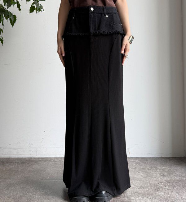  「【WEB限定】 ウエストデニム切替マーメイドスカート」|スカート|