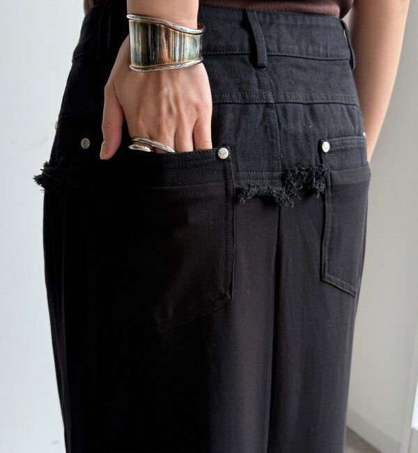  「【WEB限定】 ウエストデニム切替マーメイドスカート」|スカート|