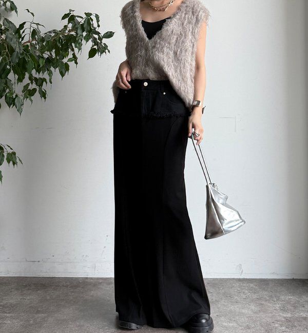  「【WEB限定】 ウエストデニム切替マーメイドスカート」|スカート|