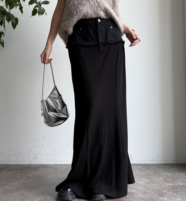  「【WEB限定】 ウエストデニム切替マーメイドスカート」|スカート|