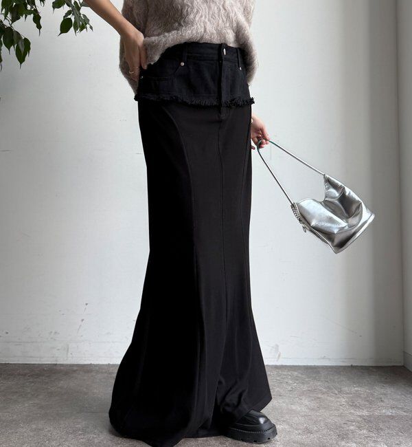  「【WEB限定】 ウエストデニム切替マーメイドスカート」|スカート|