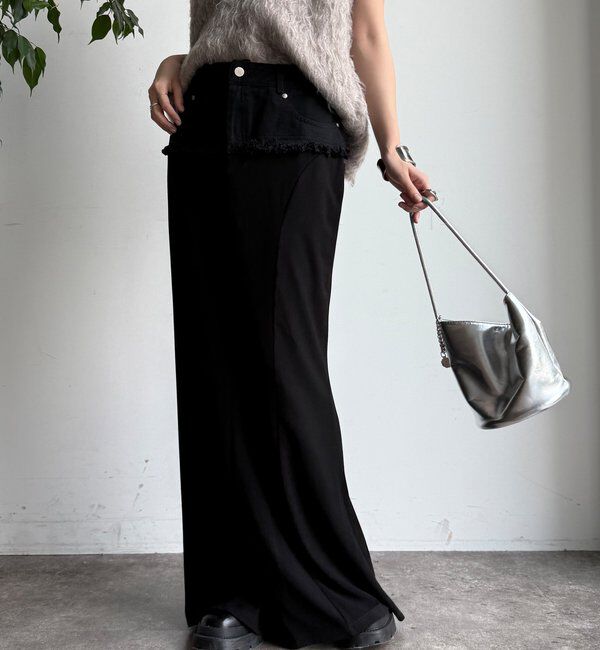  「【WEB限定】 ウエストデニム切替マーメイドスカート」|スカート|