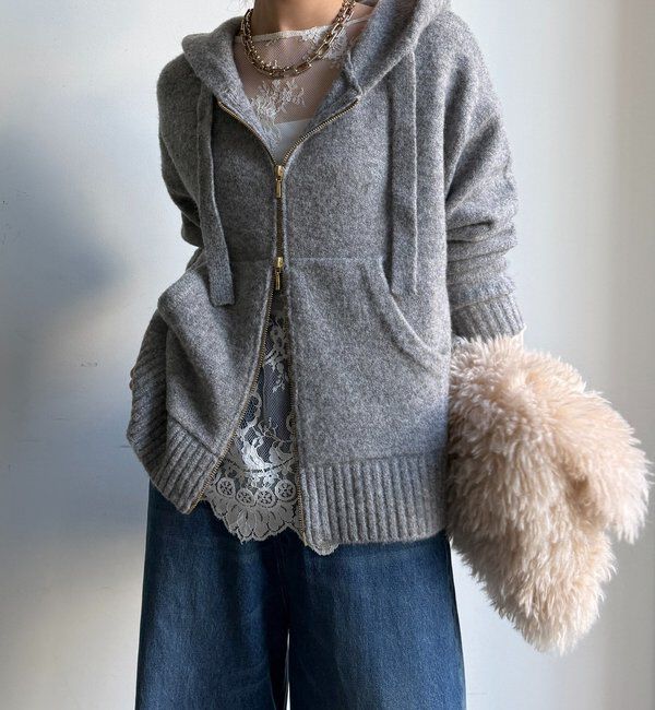  「ホイップヤーンジップフーディー」|カーディガン|