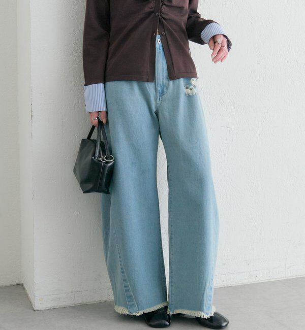  「クラッシュカーブパンツ」|デニム|ブルー