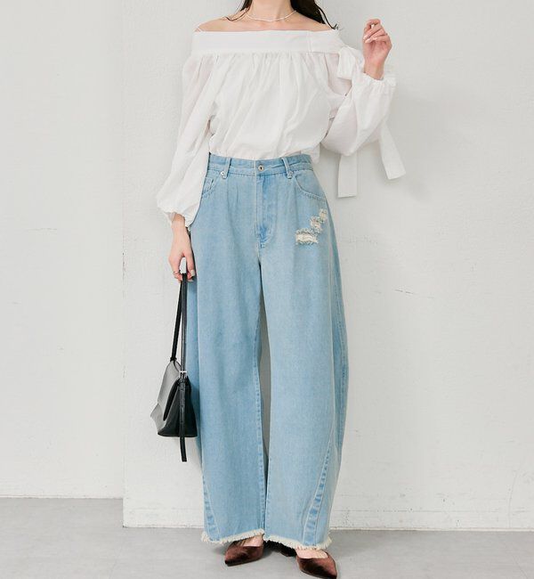  「クラッシュカーブパンツ」|デニム|