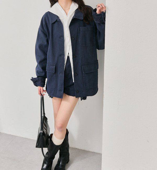  「裾レースツイルジャケット」|ブルゾン・スタジャン|