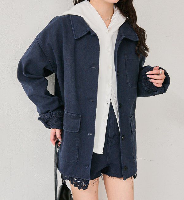  「裾レースツイルジャケット」|ブルゾン・スタジャン|