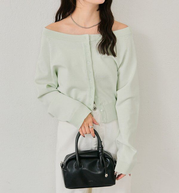  「ワイドネッククリアボタンカーディガン」|カーディガン|