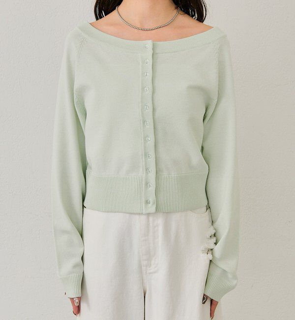  「ワイドネッククリアボタンカーディガン」|カーディガン|