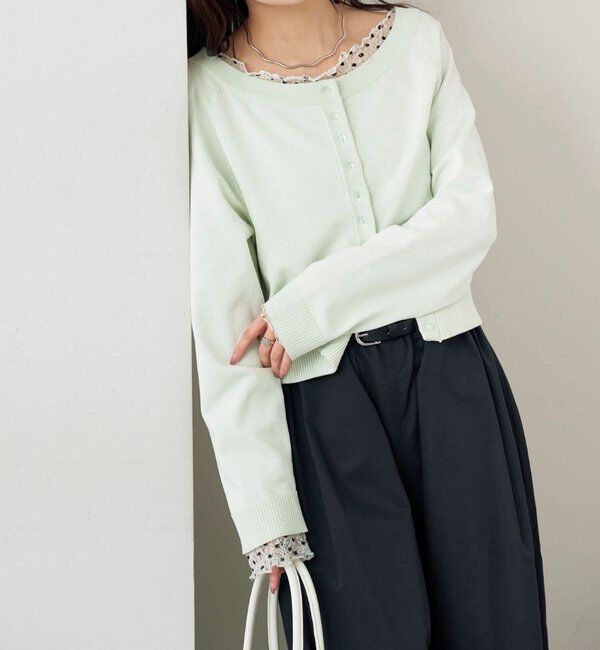  「ワイドネッククリアボタンカーディガン」|カーディガン|