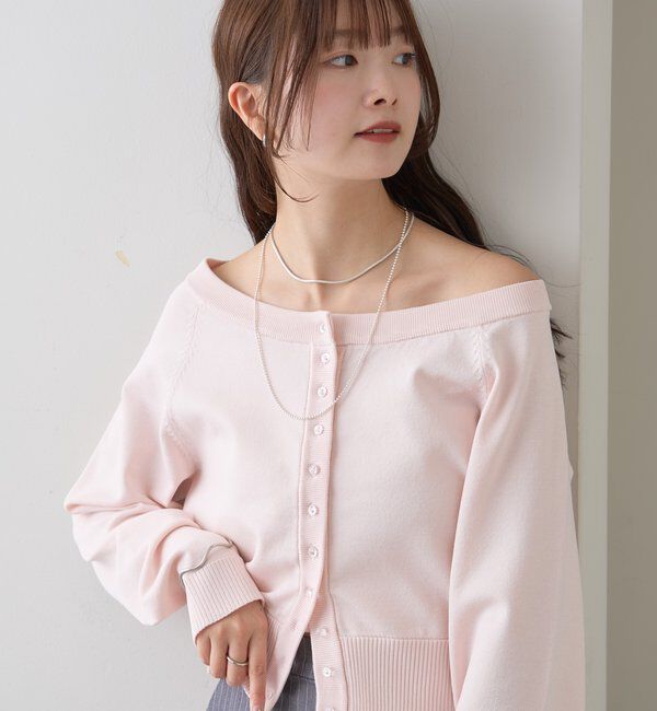  「ワイドネッククリアボタンカーディガン」|カーディガン|