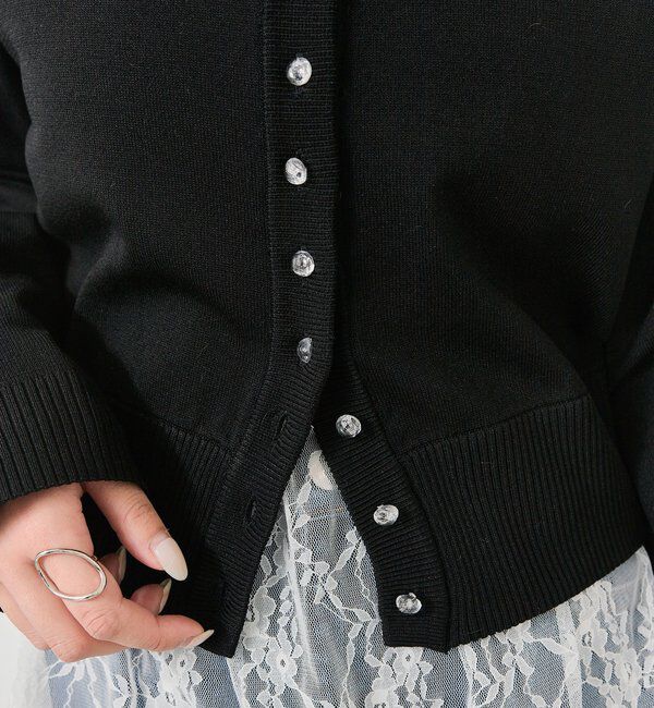  「ワイドネッククリアボタンカーディガン」|カーディガン|