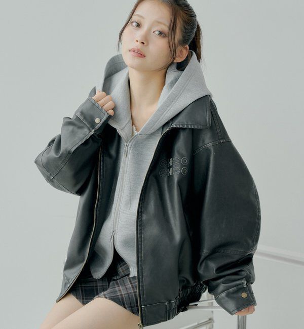 ファー取り外し可能】フェイクレザールーズジップブルゾン｜ルミネの