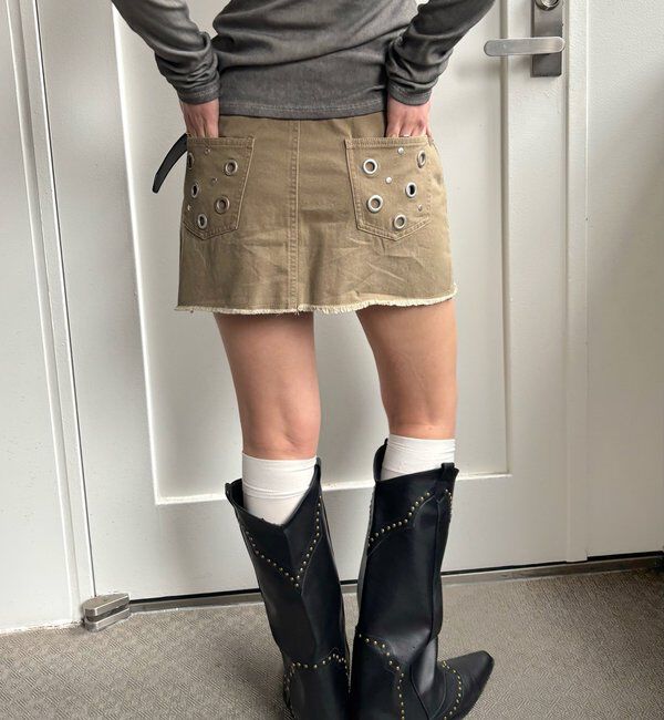  「硫化ツイルアイレットミニスカート」|スカート|