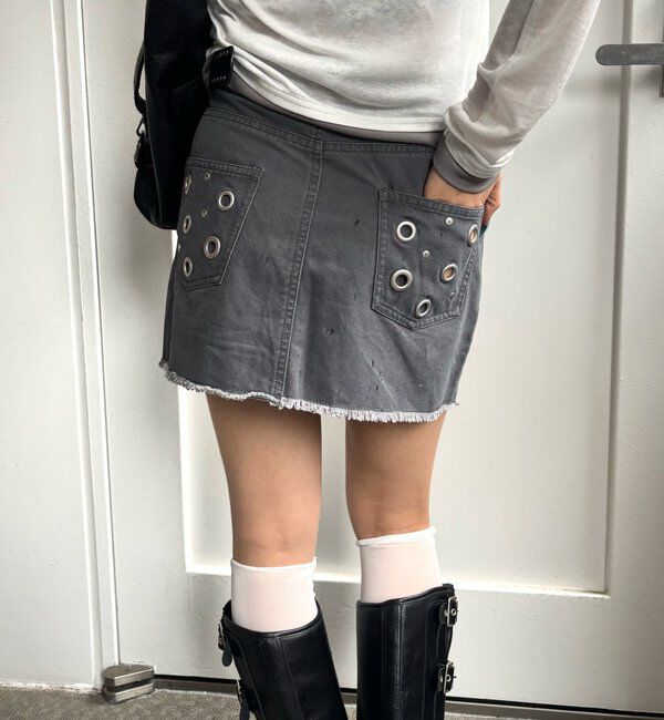  「硫化ツイルアイレットミニスカート」|スカート|