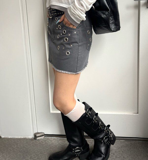  「硫化ツイルアイレットミニスカート」|スカート|